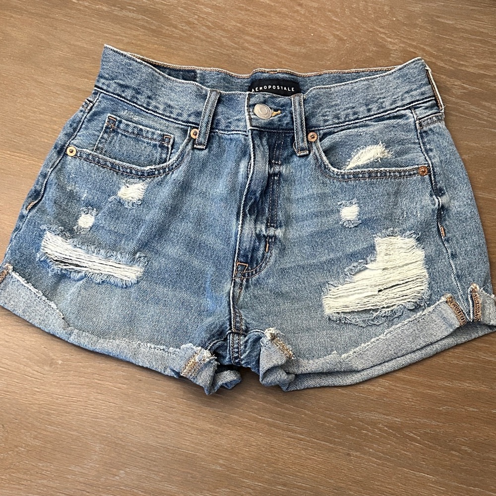 Aeropostale Women's Ripped Blue Jean Shorts